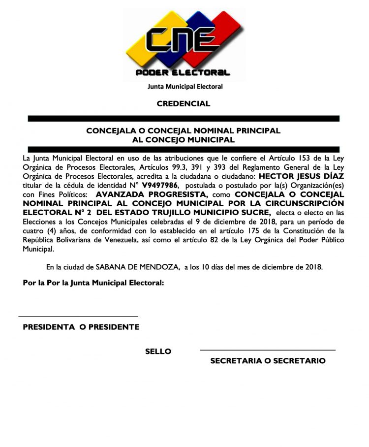 Héctor Díaz asumirá hoy cargo de concejal en Sucre