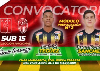 Aurinegros Juan Sánchez y Deivid Tegüez al módulo Vinotinto Sub-15