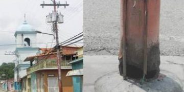 Poste de alumbrado público puede causar una tragedia