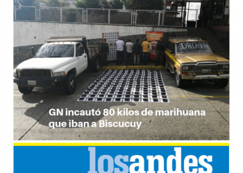 GN incautó 80 kilos de marihuana que iban a Biscucuy 