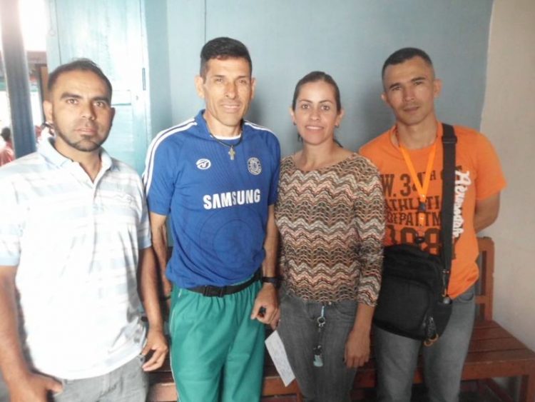 Profesores de educación física: Iván Hernández (Izq.), Carlos Fortoul Quevedo, Danny Cadenas y Kenny García (Der.)