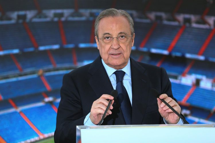 Imagen del presidente del Real Madrid Florentino Pérez en el estadio Santiago Bernabeú, Madrid. EFE/ Rodrigo Jiménez