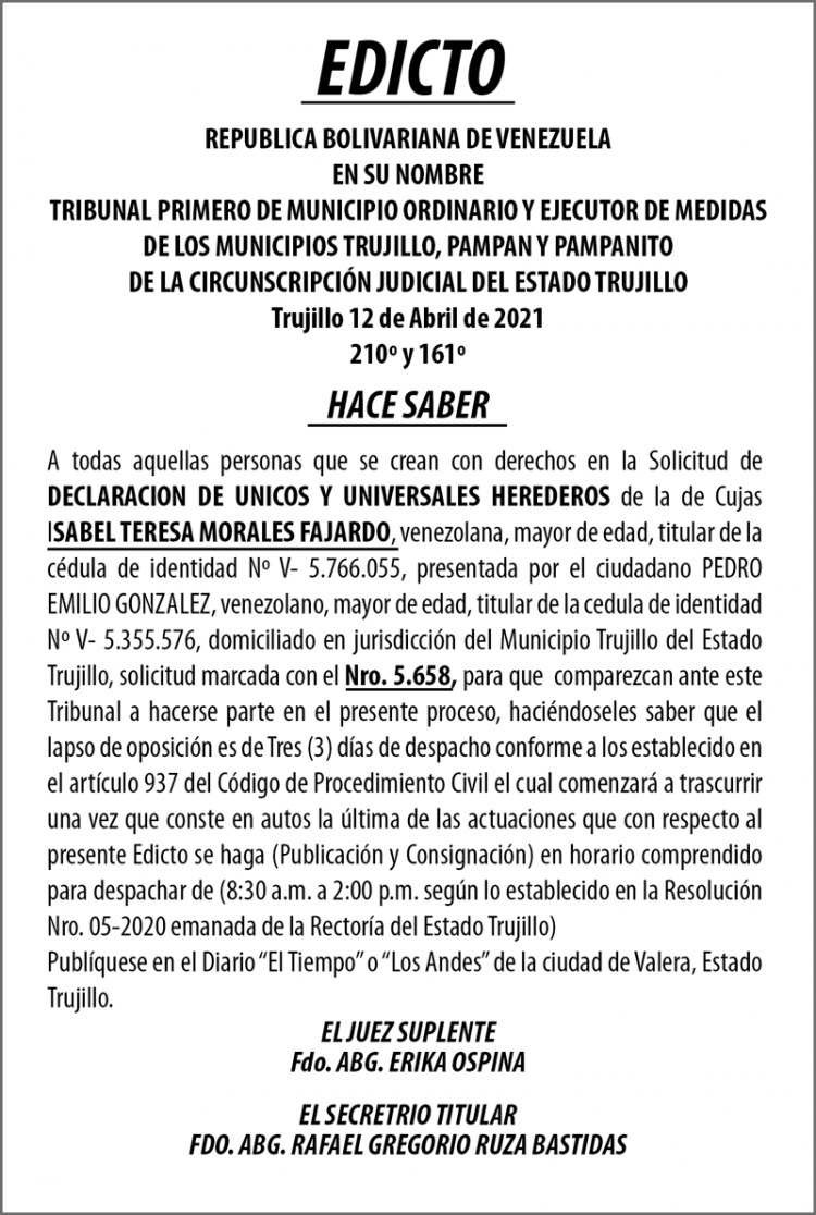 Edicto Isabel Teresa Morales