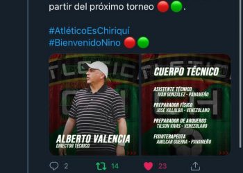 Nino Valencia dirigirá el Atlético Chiriquí de la primera división de Panamá
