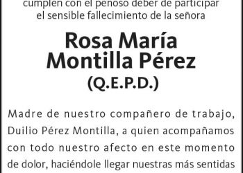Obituario Rosa María Montilla Pérez