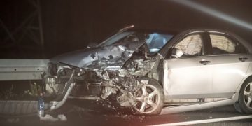 Herido comerciante en violento choque