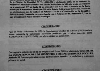 Decretan medidas radicales anticovid en Timotes
