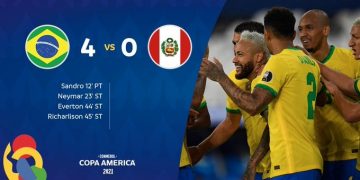 Brasil se impuso con comodidad 4-0 ante Perú y lidera el Grupo B