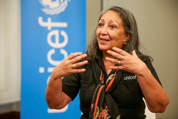 La directora regional de Unicef para América Latina y El Caribe, Jean Gough, habla en entrevista con EFE, el miércoles 25 de agosto de 2021, en Quito (Ecuador). EFE/ José Jácome