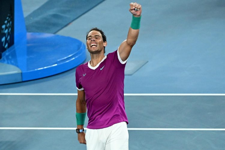 El tenista español Rafael Nadal tras vencer en la semifinal al italiano Matteo Berrettini. EFE/EPA/DEAN LEWINS AUSTRALIA AND NEW ZEALAND OUT