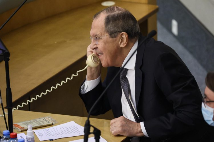 El ministro de Exteriores ruso, Serguéi Lavrov, en el Parlamento ruso este miércoles. EFE/EPA/RUSSIAN FOREIGN MINISTRY PRESS SERVICE HANDOUT