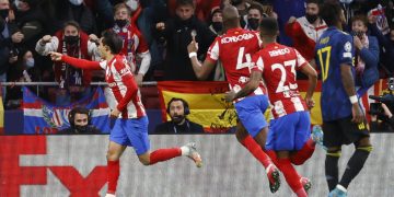 Atlético 1 – Manchester United 1:  Joao vuela, Elanga responde