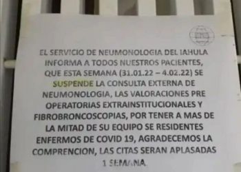 Alerta en el IAHULA por aislamiento preventivo de médicos del área de Neumonología