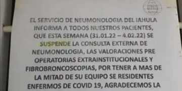 Alerta en el IAHULA por aislamiento preventivo de médicos del área de Neumonología
