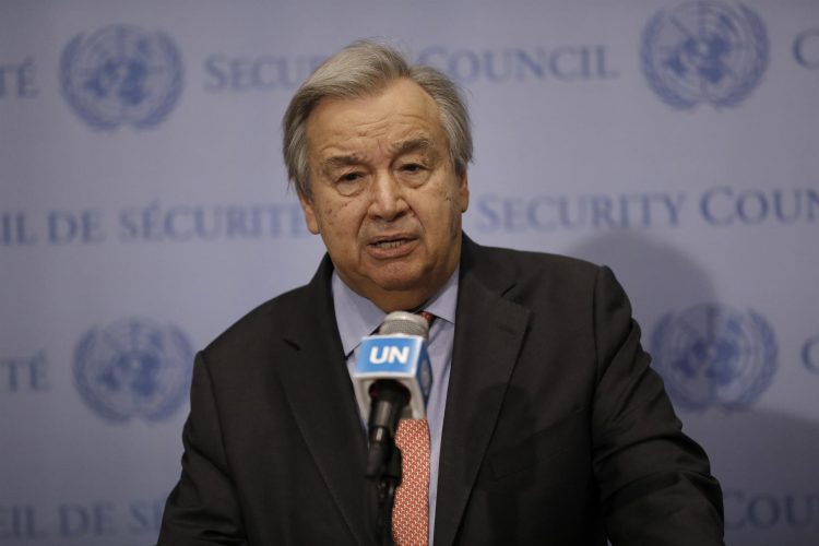 Fotografía de archivo en la que se registró al secretario general de las Naciones Unidas, Antonio Guterres. EFE/Peter Foley