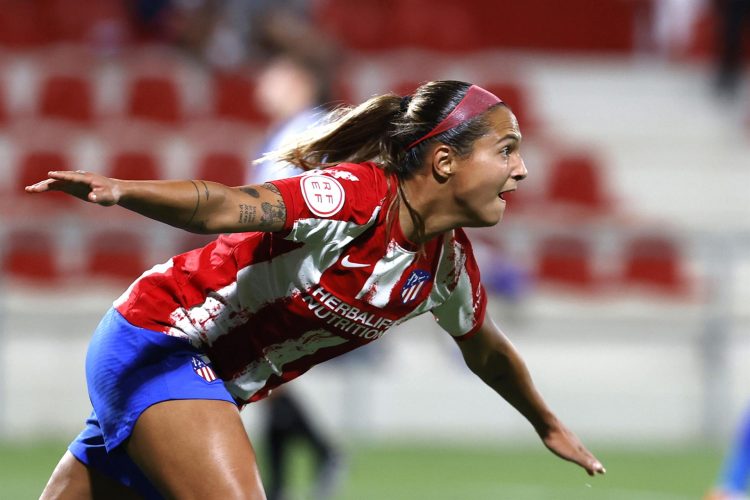La exjugadora del Atlético de Madrid, Deyna Castellanos, celebra un gol esta temporada. EFE/Javier Lizón/Archivo