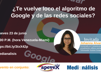 Johanna Álvarez hablará sobre algoritmos, redes sociales y periodismo