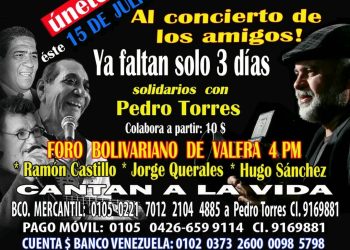 Realizan concierto en apoyo a Pedro Torres en el Foro Bolivariano