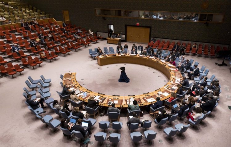 El Consejo de Seguridad de Naciones Unidas celebra una reunión, convocada por Rusia, relacionada con los combates cerca de la planta nuclear de Zaporizhzhia, en el sur de Ucrania, este 23 de agosto de 2022. EFE/EPA/Justin Lane