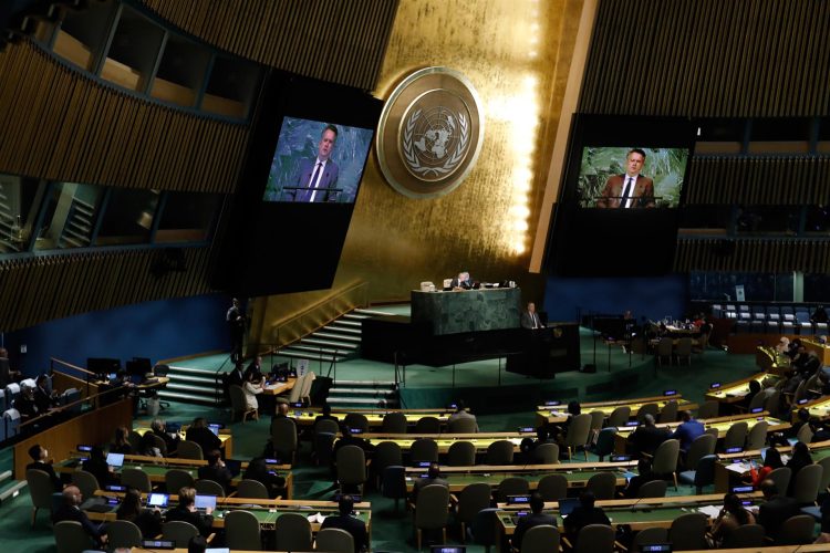 El representante permanente de Ucrania ante las Naciones Unidas, Sergiy Kyslytsya, fue registrado este lunes, 10 de octubre, al intervenir ante la Asamblea de la ONU, en Nueva York (NY, EE.UU.). EFE/Peter Foley