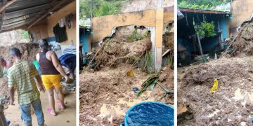 Deslizamiento de tierra coloca en riesgo a varias viviendas de Santa Cruz en Valera