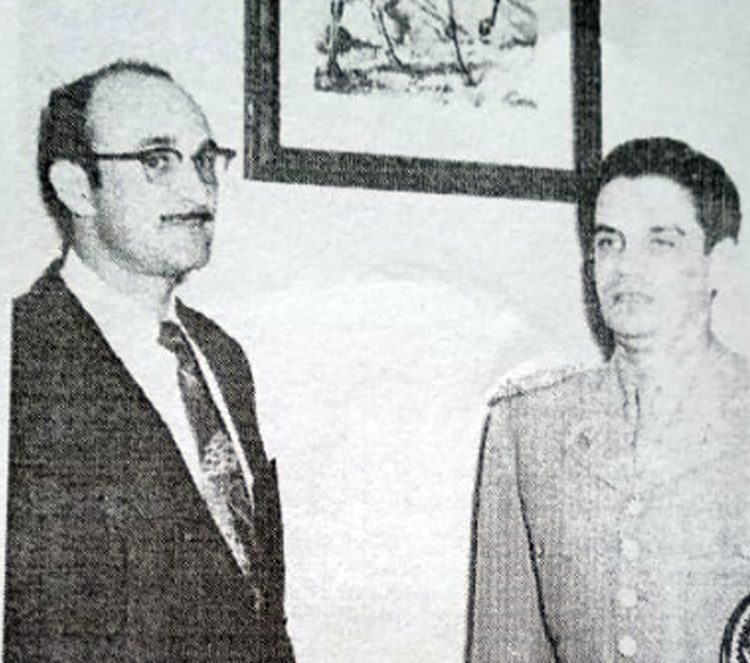 Mario Urdaneta Araujo junto al presidente del IND en 1953, Frank Risquez.