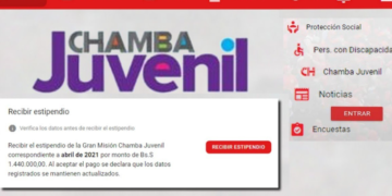 Inició pago por Sistema Patria de la Chamba Juvenil