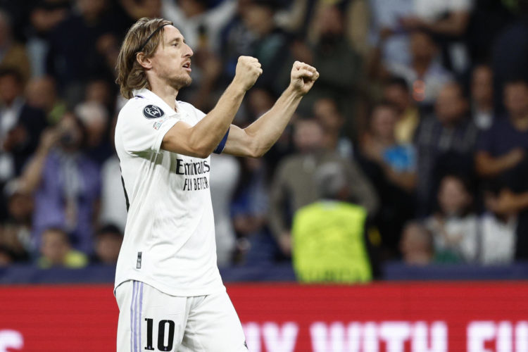 El centrocampista croata del Real Madrid Luka Modric celebra un gol. EFE/ Rodrigo Jiménez