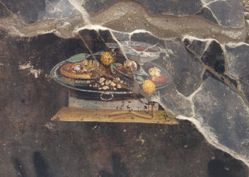 Descubren la representación de un posible antepasado de la pizza en un fresco en Pompeya