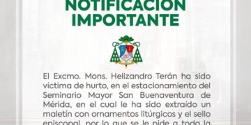 Hurtan ornamentos litúrgicos y sello episcopal de obispo de Mérida