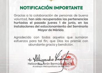 Devolvieron ornamentos litúrgicos hurtados al obispo de Mérida