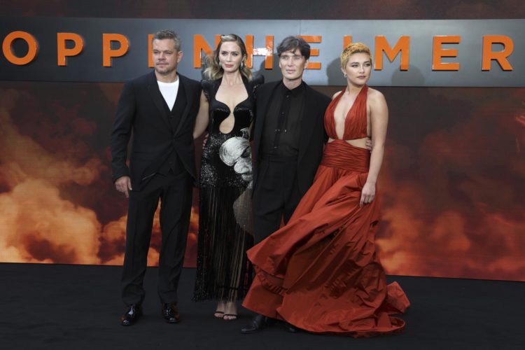Los actores Matt Damon, Emily Blunt, Cillian Murphy y Florence Pugh en la premiere de Oppenheimer en Londres. EFE/EPA/ANDY RAIN