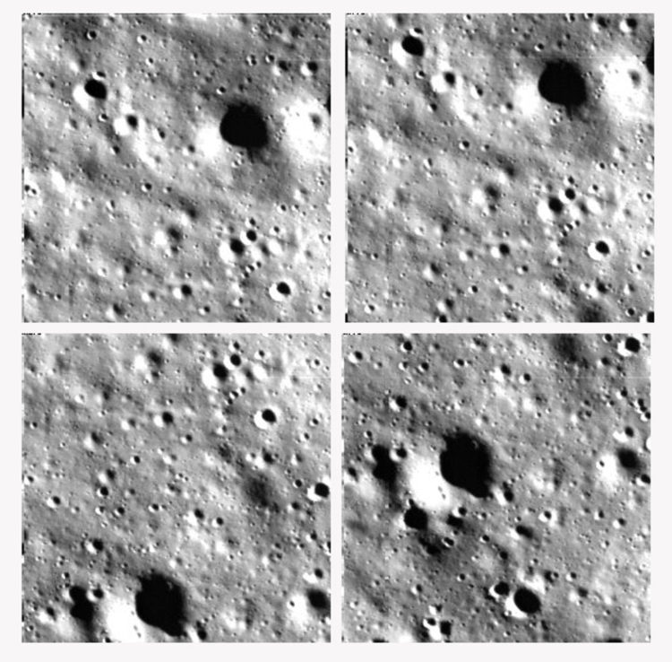Imágenes de la Luna tomadas durante la etapa de alunizaje de la misión espacial india Chandrayaan-3 en el polo sur de la Luna EFE/Agencia Espacial de la India/SÓLO USO EDITORIAL/SÓLO DISPONIBLE PARA ILUSTRAR LA NOTICIA QUE ACOMPAÑA (CRÉDITO OBLIGATORIO)