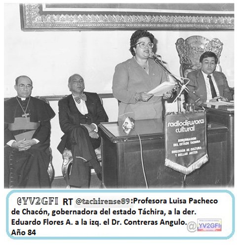 Luisa Teresa Pacheco de Chacón, es la primera mujer Gobernadora del estado Táchira, designada por el expresidente de la República, Jaime Lusinchi para el periodo 1984- 1989. Fotos: cortesía