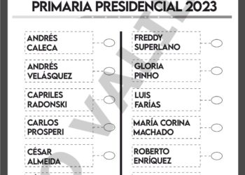 Conozca la boleta electoral a la Elección Primaria del 22 de octubre