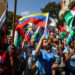 Cerca de un centenar de chavistas se concentra en Caracas en respaldo al pueblo palestino