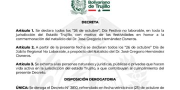Decretan este #26Oct Día Festivo no laborable por natalicio de José Gregorio Hernández