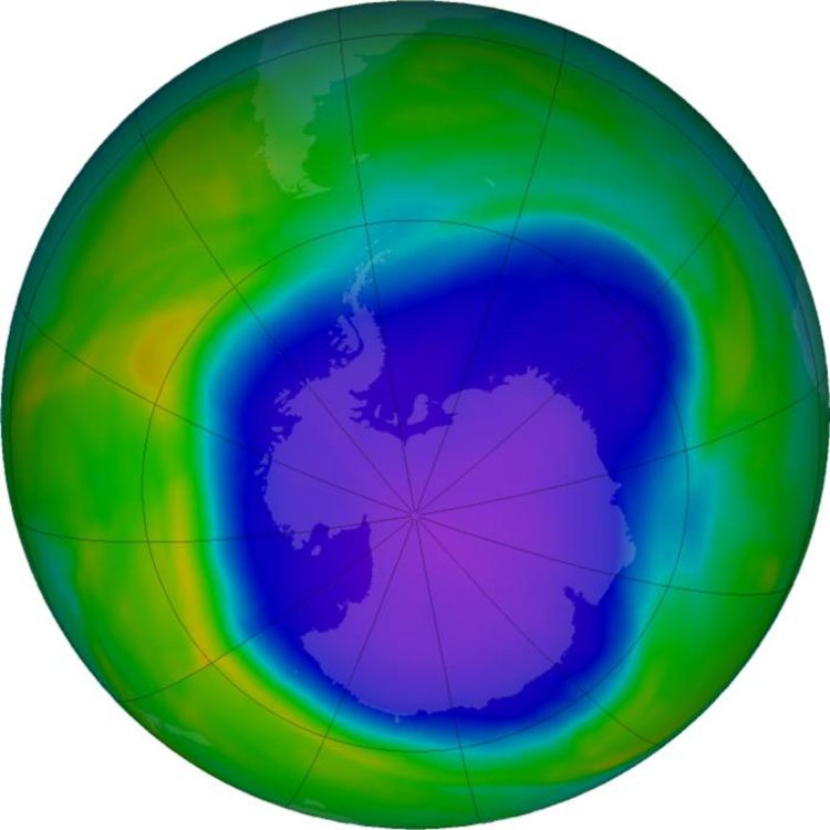 Agujero de ozono registrado el 3 de octubre de 2022. Crédito: NASA Ozone Watch