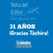 NOTA DEL EDITOR  | 31 AÑOS ¡Gracias Táchira!