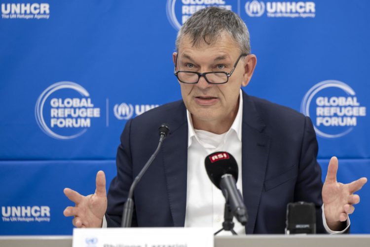 El comisionado de la Agencia de Naciones Unidas para los Refugiados Palestinos (UNRWA), Philippe Lazzarini, comparece en una conferencia de prensa en Ginebra. EFE/EPA/Martial Trezzini
