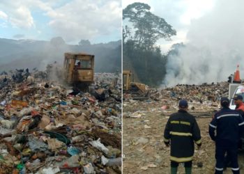 Bomberos de Boconó combaten incendio en el vertedero de basura