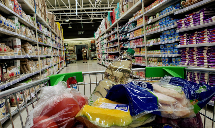 Fotografía de varios productos al interior de un carro de supermercado el 17 de enero 2024, en Santiago (Chile). EFE/ Elvis González