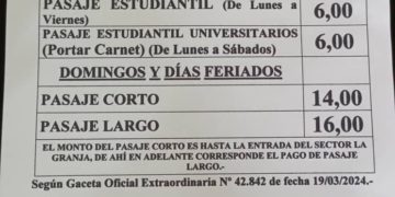 Oficial aumento del pasaje urbano en el municipio Boconó
