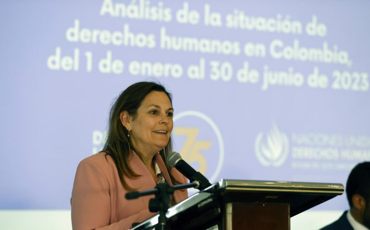 La representante en Colombia de la Oficina de la ONU para los Derechos Humanos, Juliette de Rivero. EFE/ Mauricio Dueñas Castañeda