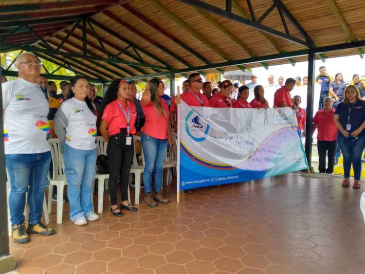Aspecto de la asamblea de trabajadores de la Ceiba y apoyo al presidente Nicolás Maduro.