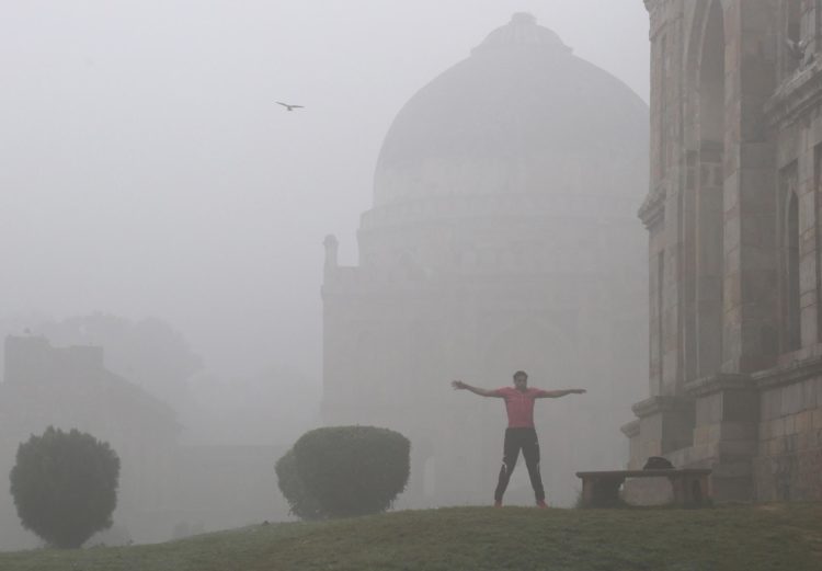En la imagen de archivo, un hombre hace ejercicio temprano en el jardín Lodhi de Nueva Delhi (la India). EFE/Rajat Gupta
