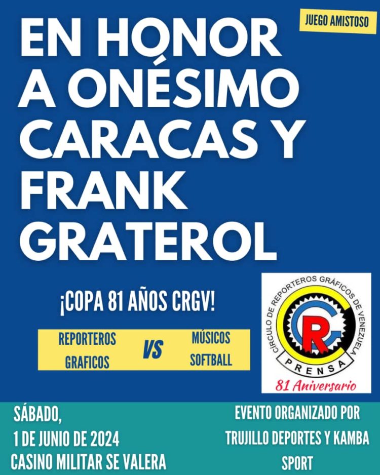 Afiche alusivo al acto deportivo en honor a la memoria de Onésimo Caracas y Frank Graterol.