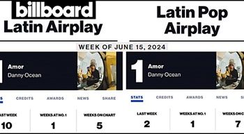 Danny Ocean alcanza el #1 en el Latin Airplay de Billboard en Estados Unidos con “AMOR”