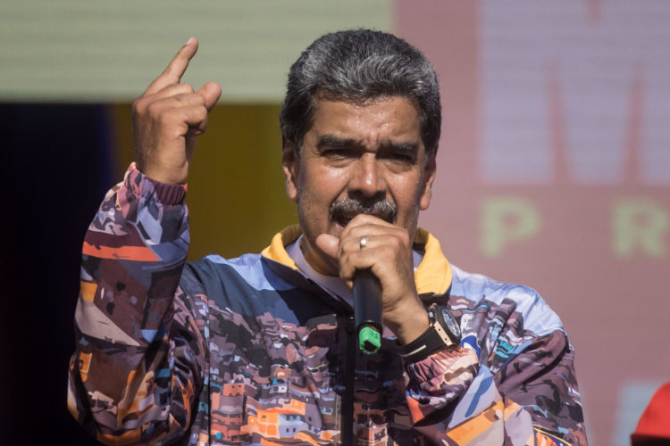 El presidente de Venezuela y candidato a la reelección, Nicolás Maduro, durante un acto de campaña el jueves pasado. EFE/ Miguel Gutiérrez