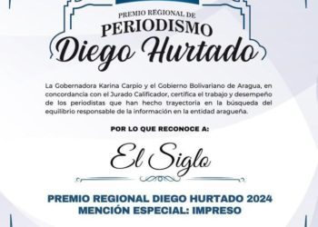 Periodista boconés recibe galardón en Aragua